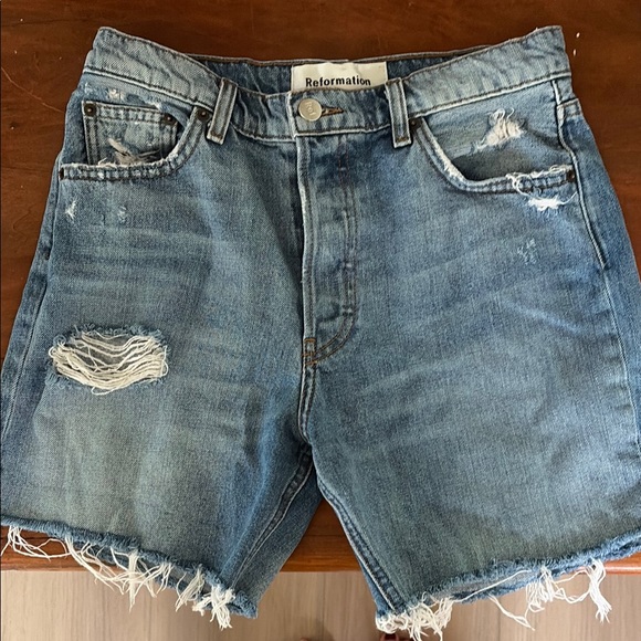 Reformation Pants - Reformation Distressed Denim Shorts